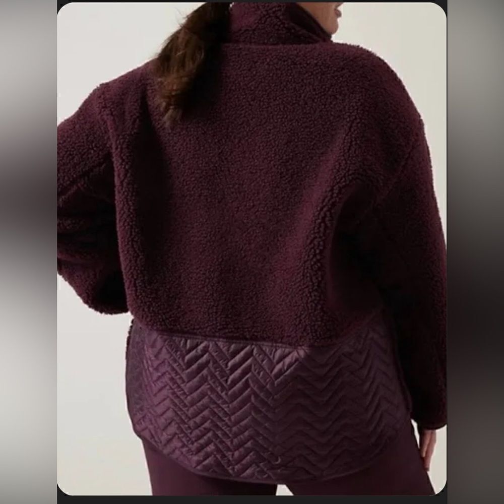 Athleta 1/4 Zip Sherpa Sweatshirt Top NWT Size XL Maroon